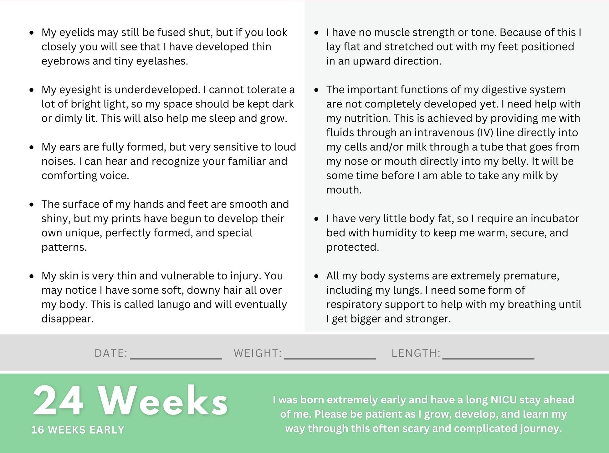 22 Weeks Extreme Preemie I'm A Preemie A Week-By-Week Guide And